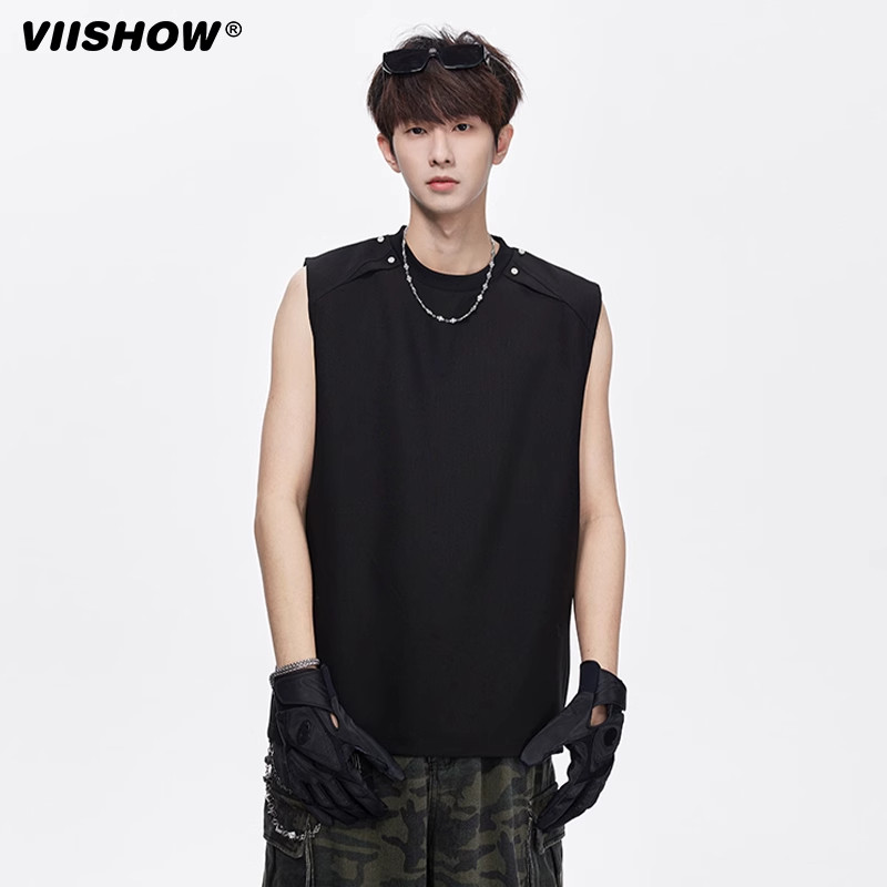 VIISHOW美式高街运动背心男款潮流痞帅坎肩设计感cleanfit无袖t恤