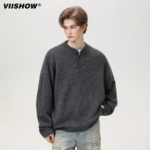 外套内搭毛线衣 保暖针织衫 VIISHOW美式 亨利领毛衣男秋冬2025新款