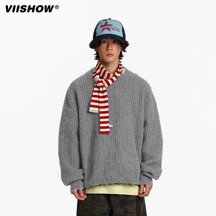 VIISHOW针织衫男士2024年秋季新款潮牌宽松百搭休闲上衣百搭外套