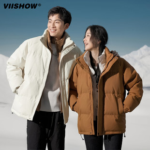 VIISHOW情侣面包羽绒服男女情侣短款立领2025冬新款防风保暖外套