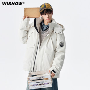 VIISHOW冬季户外机能风派克羽绒服男女潮牌90绒情侣保暖防寒外套
