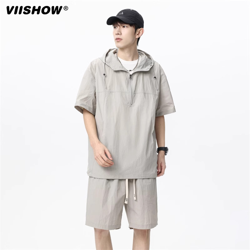 VIISHOW夏季冰丝防晒衣男款运动套装户外休闲防紫外线外套两件套,男装,休闲运动套装,淘宝优惠券,粉丝福利购,淘宝优惠卷