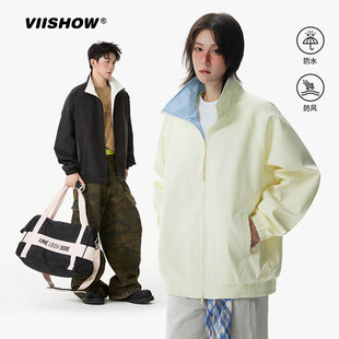 2025秋简约休闲宽松情侣款 VIISHOW拼接撞色基础立领夹克男士 外套