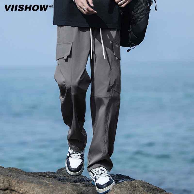 VIISHOW美式机能工装裤子男士夏季薄款户外直筒阔腿伐木裤男,男装,休闲裤,淘宝优惠券,粉丝福利购,淘宝优惠卷