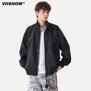 VIISHOW扎染男生秋季韩版高级休闲百搭立领拉链开衫潮流宽松外套