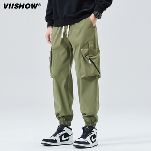 VISHOW2024新款美式休闲工装裤男士潮牌束脚夏宽松男生哈伦裤