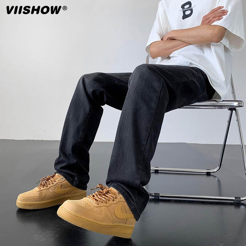 VIISHOW高街长裤春秋美式牛仔裤窄版显高显瘦男渐变复古潮牌裤子