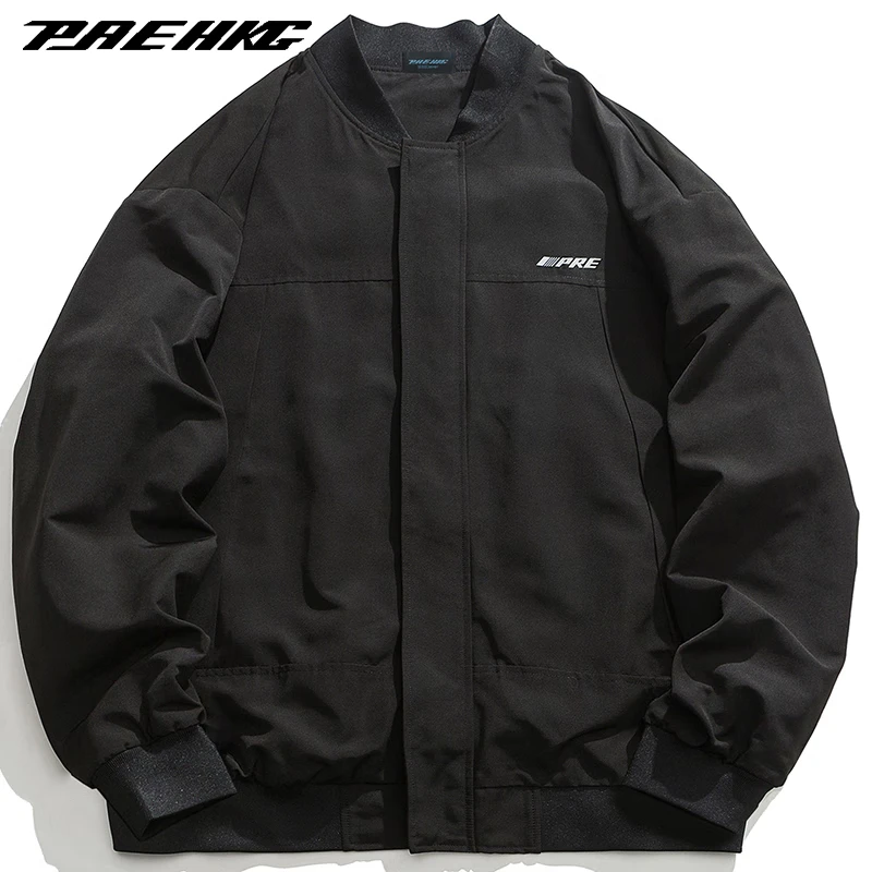 PRESSURE 纯色基础字母Logo宽松落肩飞行员夹克 男女同款户外夹克