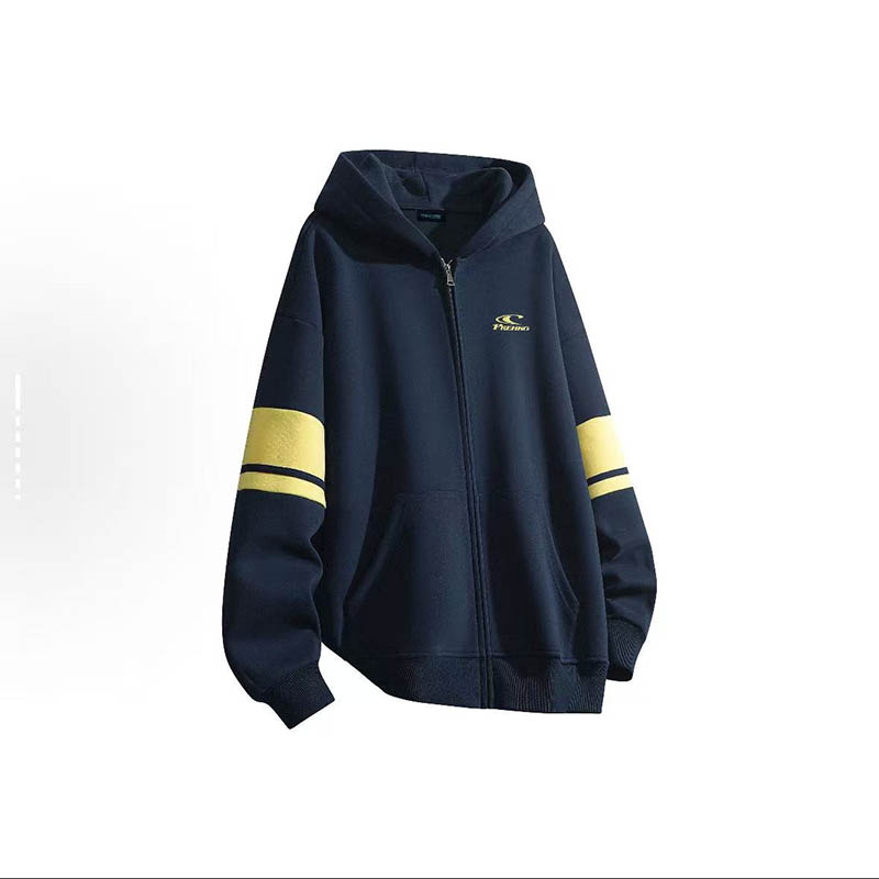 PRESSURE美式复古拼接撞色简约字母Logo休闲宽松连帽开衫卫衣男女