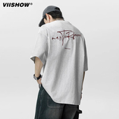 VIISHOW字母印花短袖 上衣T恤情侣 百搭潮流半袖 纯棉2025年夏季 美式