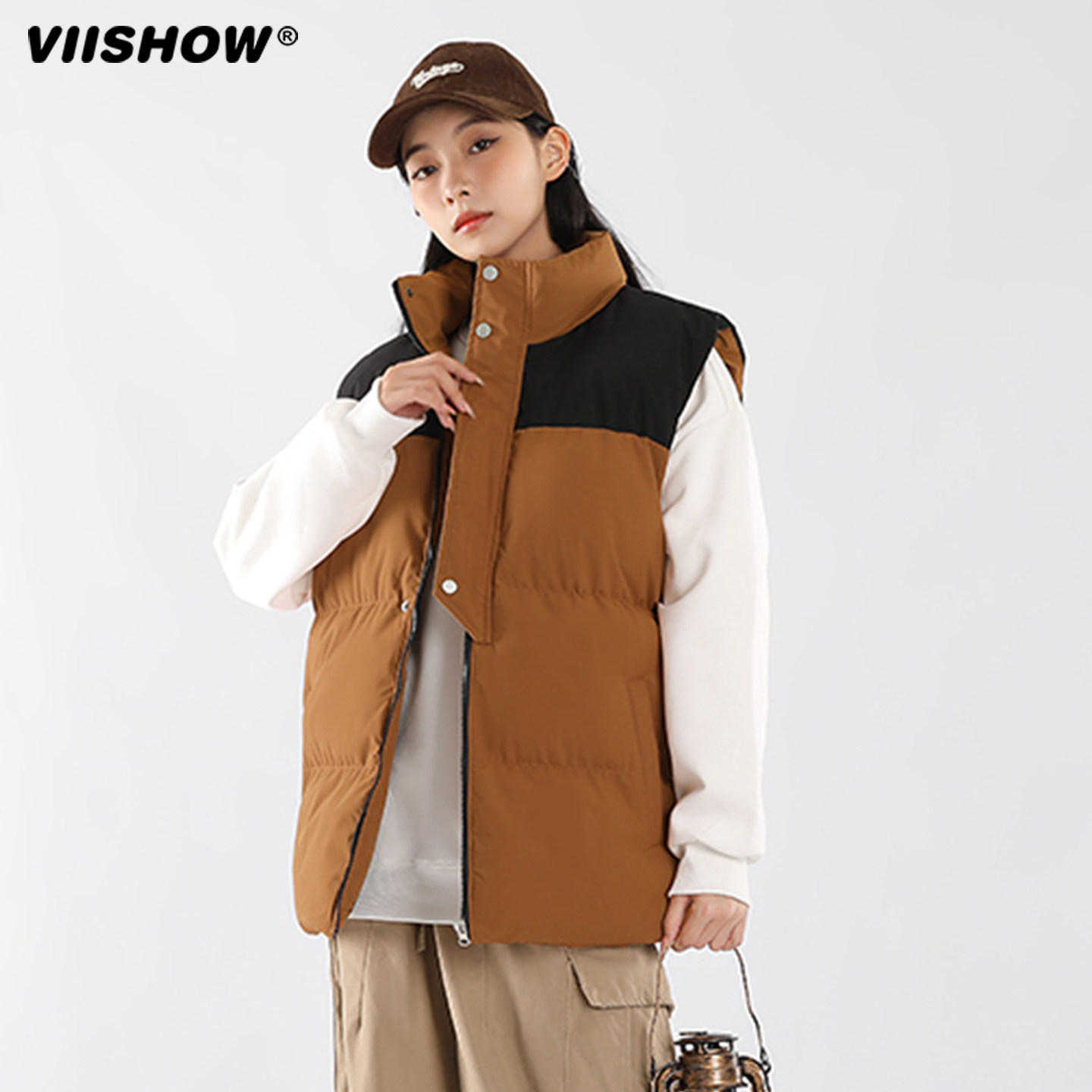 VIISHOW马甲男大码保暖背心加厚2025年秋冬新款外穿休闲立领外套,男装,常规马甲,淘宝优惠券,粉丝福利购,淘宝优惠卷