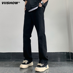 VIISHOW美式vibe风裤子男高街潮牌显高牛仔裤修身窄版显瘦直筒裤