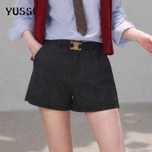 YUSSI雅叙通勤 英伦风高腰A字短裤女早秋宽松百搭简约休闲短裤子