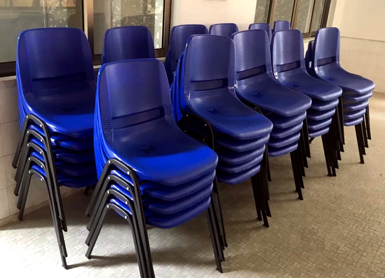 塑料靠背椅叠办公椅子扶手餐椅绿员工堆培训椅洽谈椅黄黑无会议椅