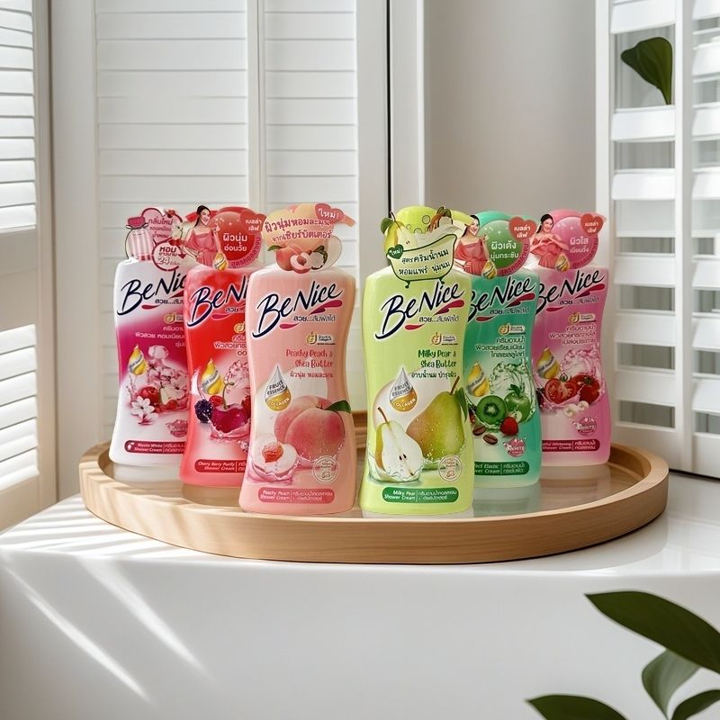 泰国Benice蜜桃英国梨西柚沐浴露 果酸亮白保湿柔嫩香体450ml