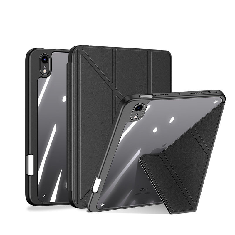 适用iPadmini7卡扣分离式平板保护套批发 亚克力透明保护壳带笔槽
