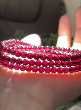 8A天然酒红石榴石手链单圈多圈女红石榴手串手饰珠链链条时尚通勤