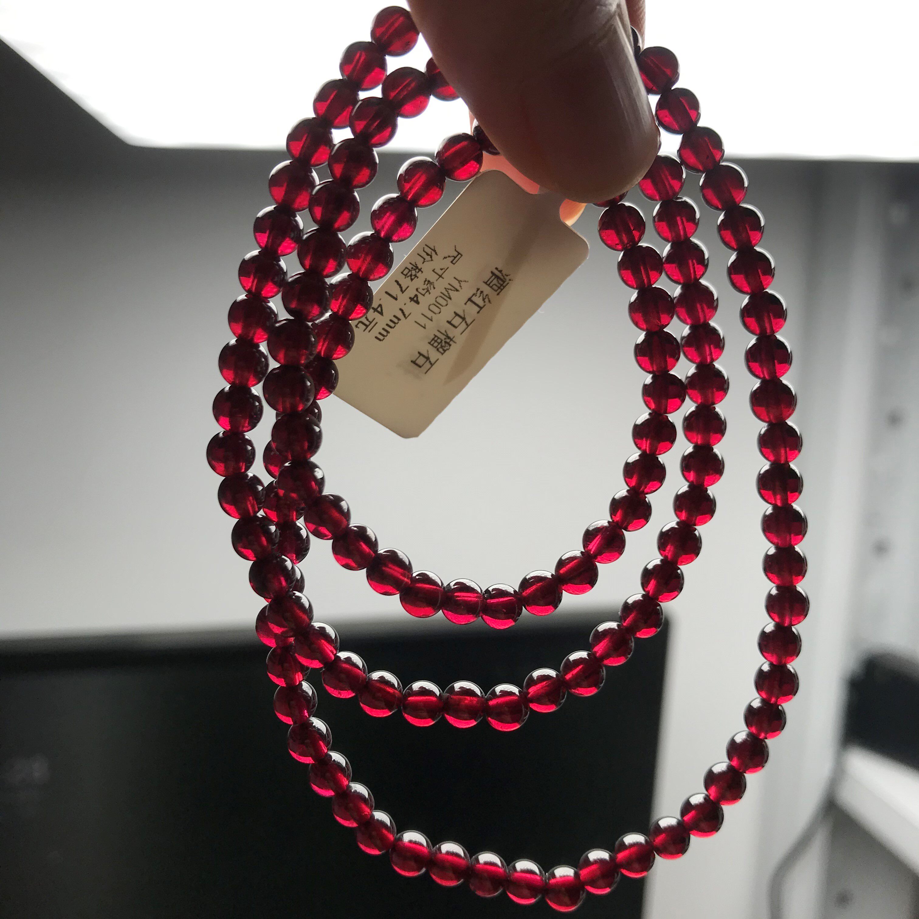 天然全净体酒红石榴石手链女手串转运串珠配珠水晶 一物一图