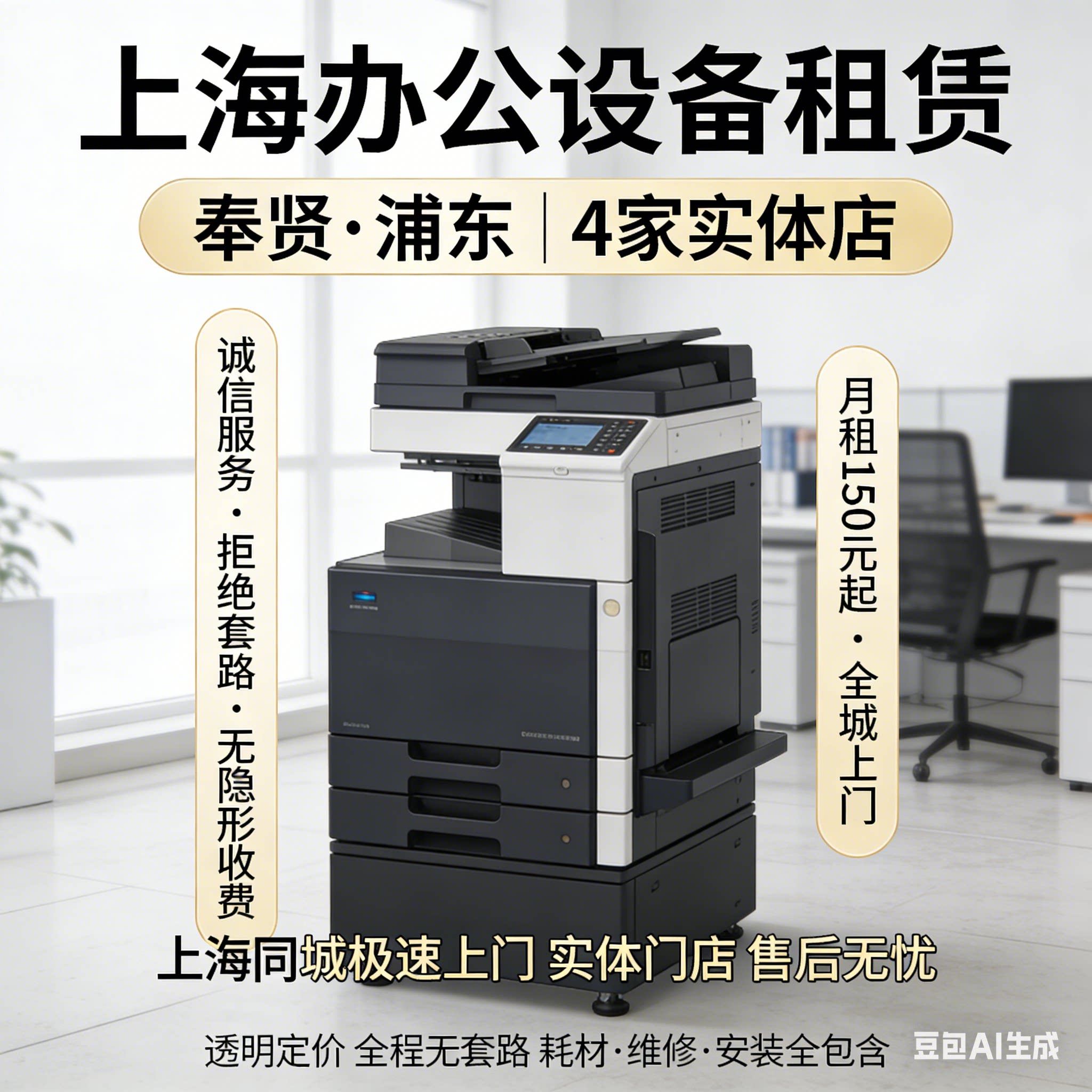 上海打印机复印机租赁 办公设备出租4家实体店保障同城上门免押金