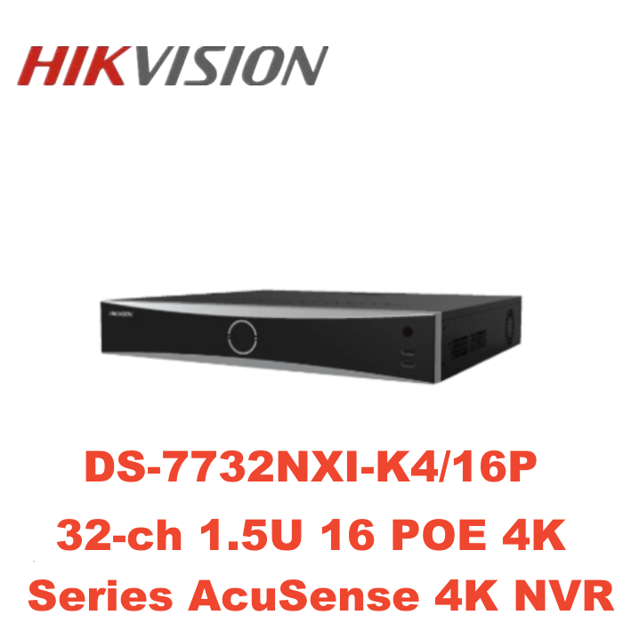 海康英文版DS-7732NXI-K4/16P 32路4盘位16CH POE NVR 硬盘录像机
