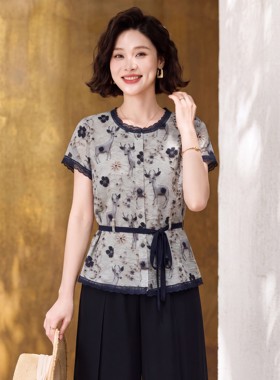 新中式洋气妈妈装国风上衣服套装