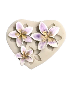 三连花朵液态硅胶模具，翻糖巧克力黏土滴胶石膏摆件造型工具