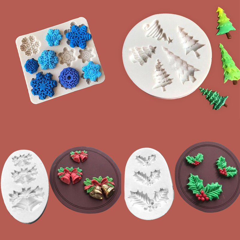 小圣诞树硅胶模具雪花冬青叶