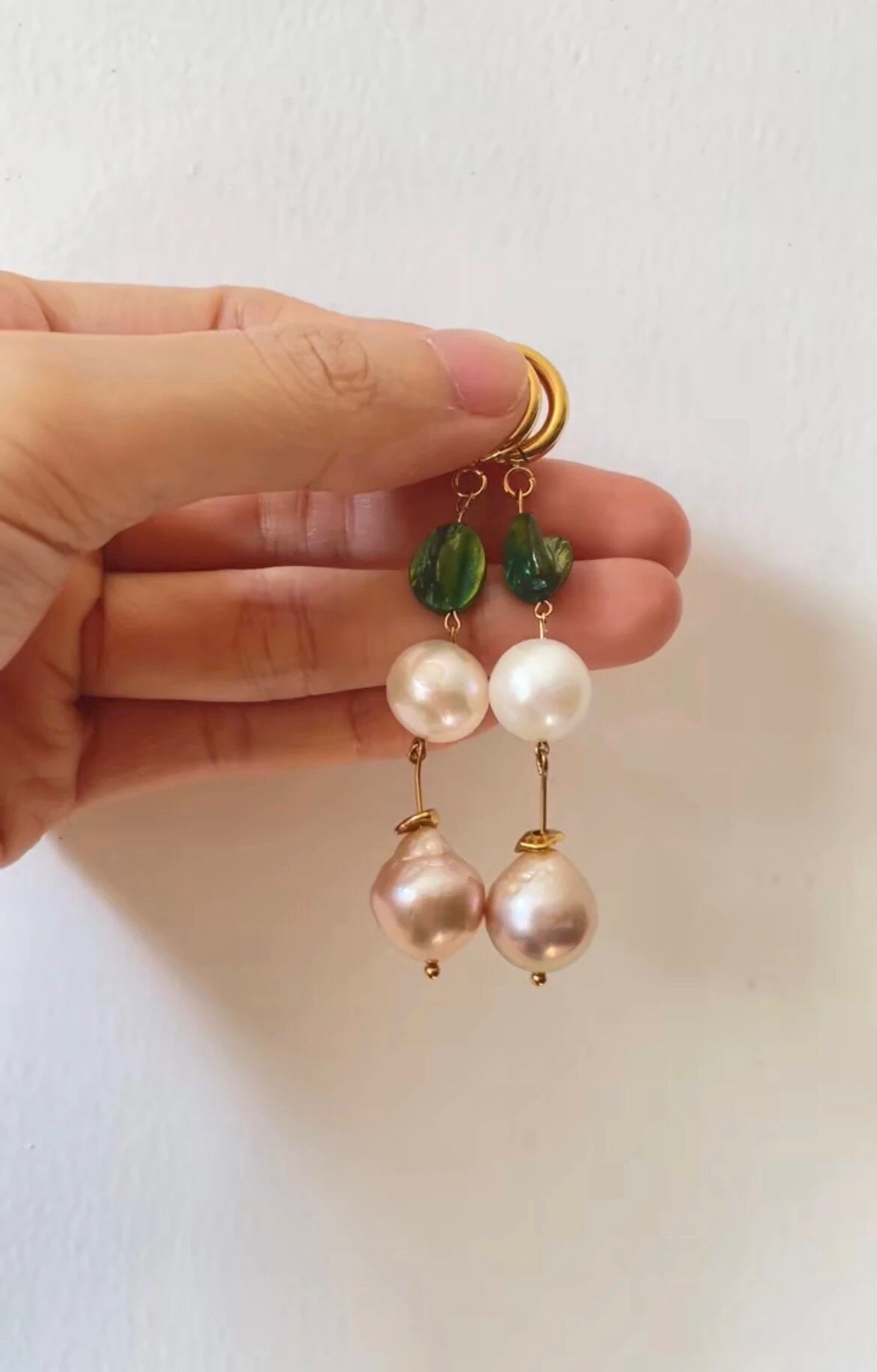 小众设计 珍珠贝母耳环耳坠