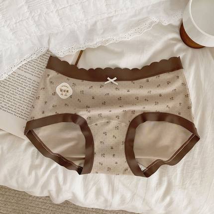 秋冬咖棕漫调暖感羊绒磨毛罗纹棉无痕包臀中腰女内裤10A桑蚕丝裆