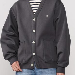 现货 正品Gymphlex 基础款宽松棉混纺抓绒 刺绣开衫V领卫衣 男女