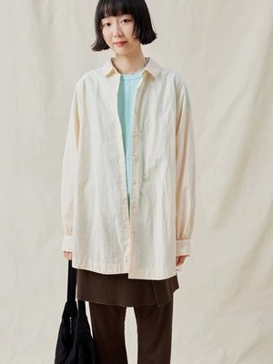 水洗棉衬衫休闲两色宽松开襟
