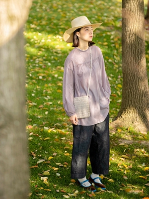 caicaicai轻薄女士长袖宽松衬衫