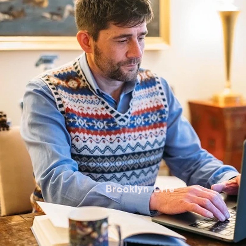 现货 正品ERIBE 苏格兰产Shetland舍得兰羊毛费尔岛V领背心V4200