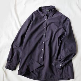 衬衫 口叠穿长袖 女 24aw深紫色宽松打褶设计袖 现货caicaicai