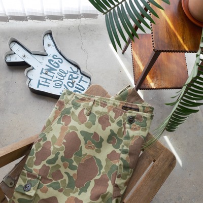 riskrider 复古迷彩多口袋工装短裤