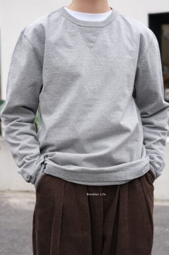 barns复古纯色圆领套头tee