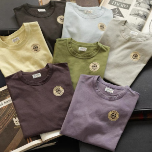 Remains 水洗预缩日常基础纯色圆领体恤低饱和复古T恤短袖 男女款