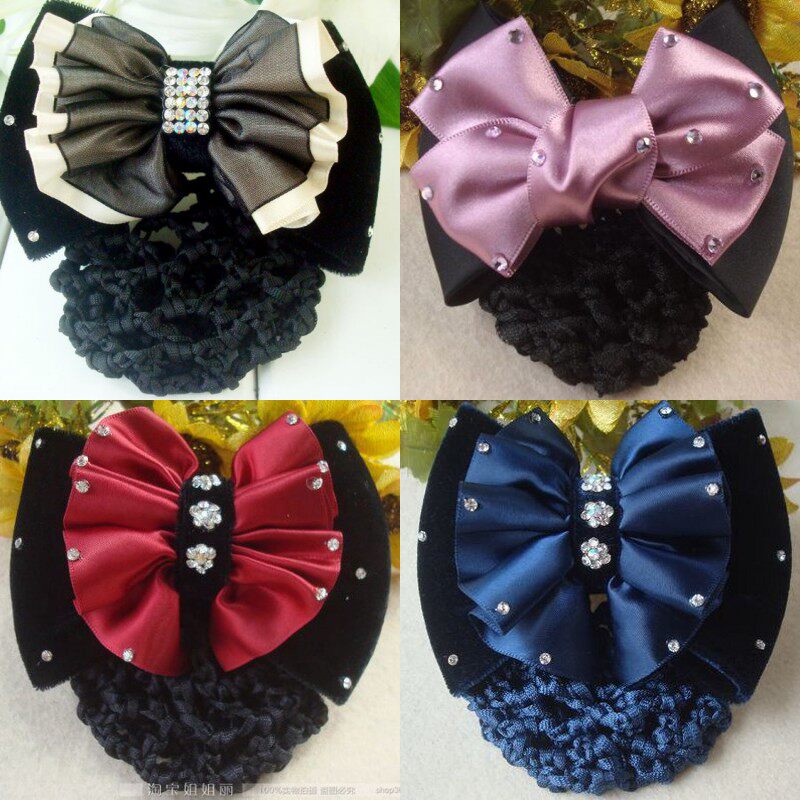 职业头花蝴蝶结发网兜护士银行酒店空姐员工作头饰品发夹韩国邮政