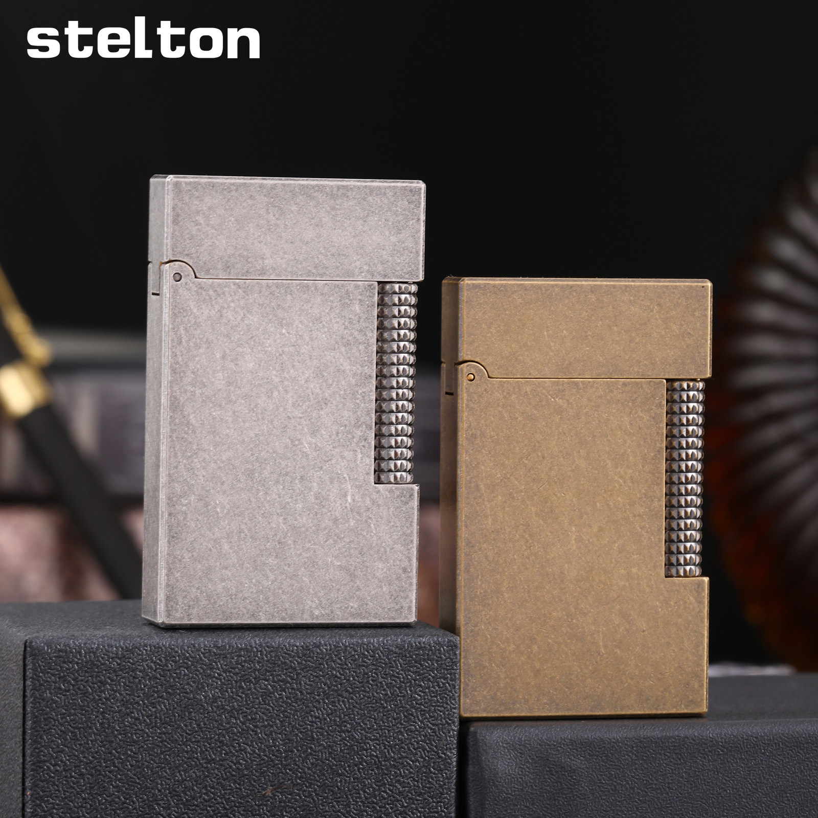 Stelton斯特腾朗声充气打火机黄铜侧滑光面高档复古简约商务送礼