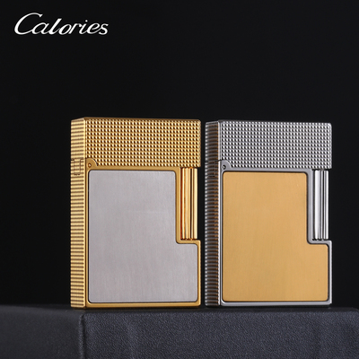 卡路钢音朗声气体打火机新型短款复古老式黄铜充气侧滑砂轮送男友