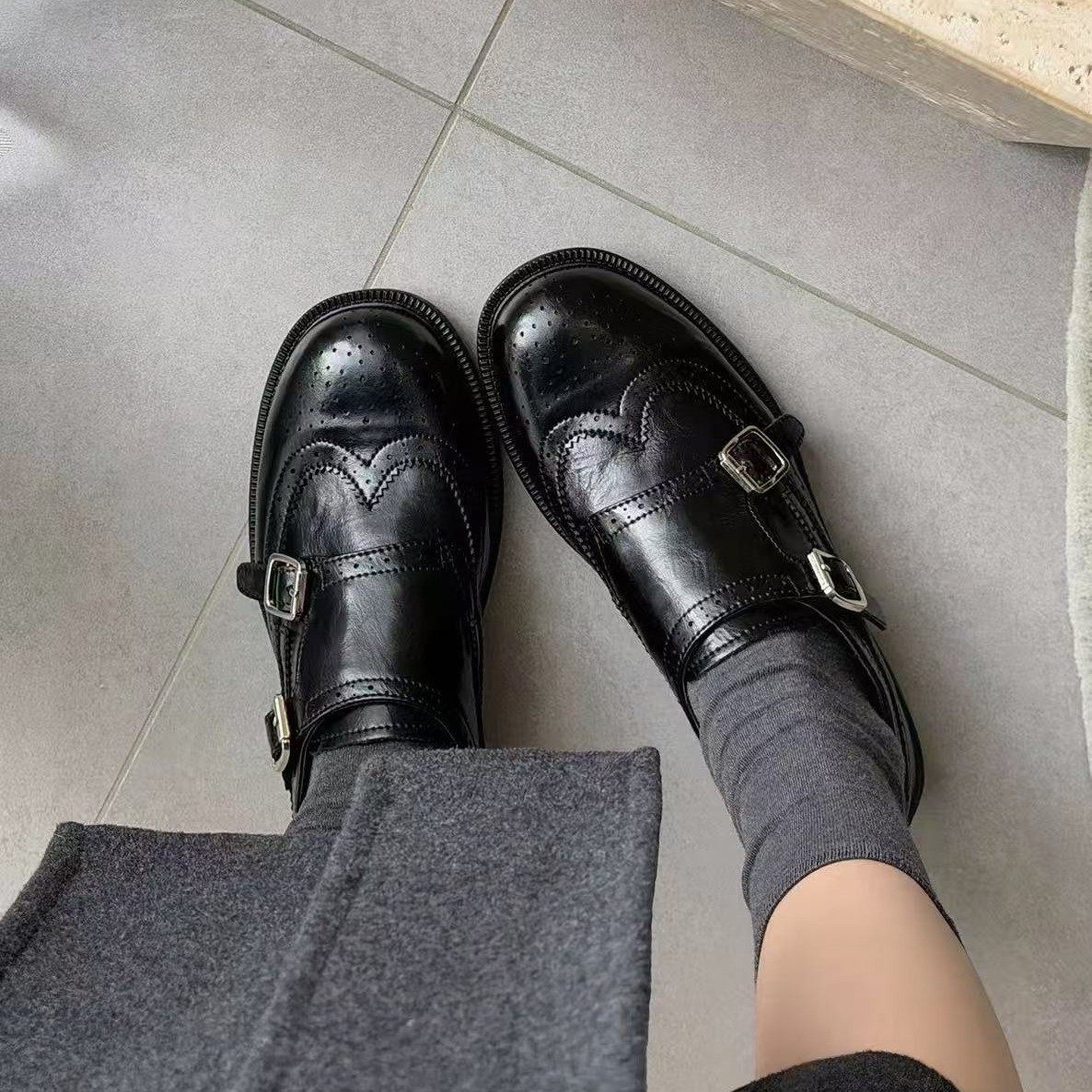 软皮版~雕花布洛克鞋女2026春季新款英伦风复古休闲小皮鞋乐福鞋,流行男鞋,休闲皮鞋,淘宝优惠券,粉丝福利购,淘宝优惠卷