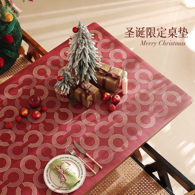 圣诞桌布防油防水桌垫餐桌主题