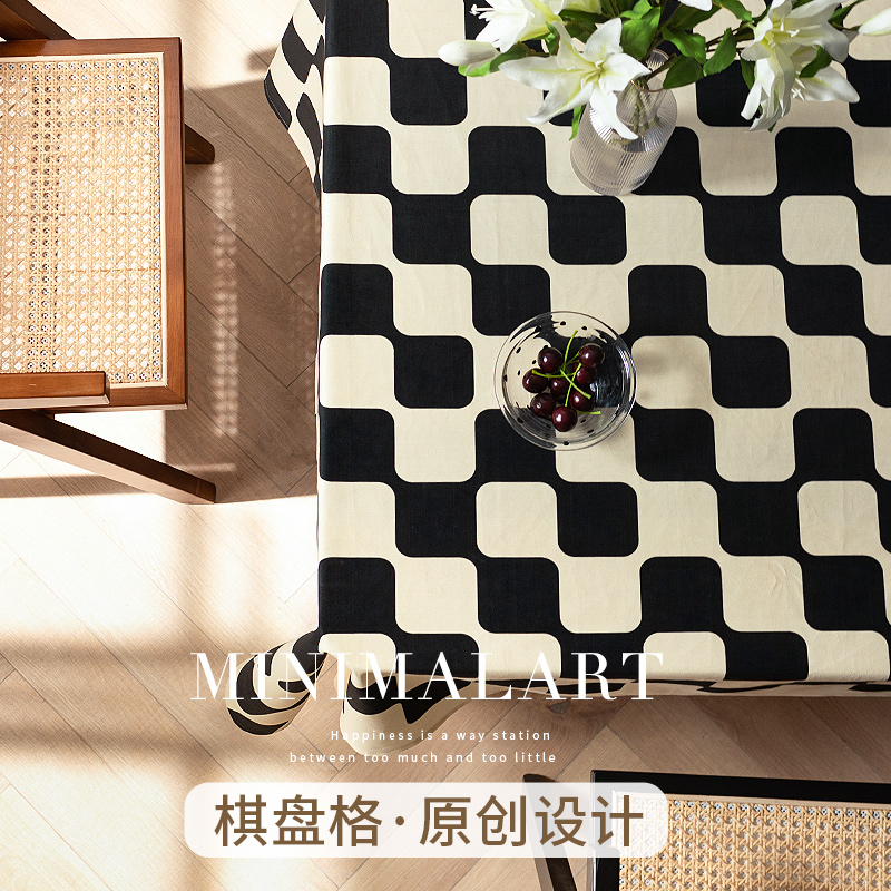 原创超柔防水棋盘格桌布