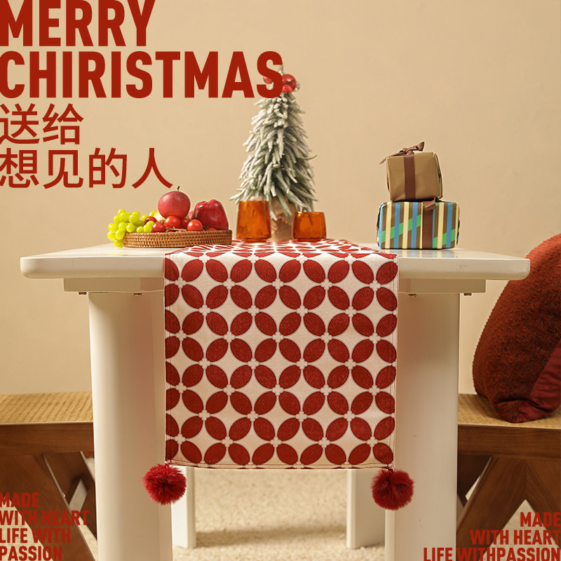 圣诞节氛围感餐桌布桌旗