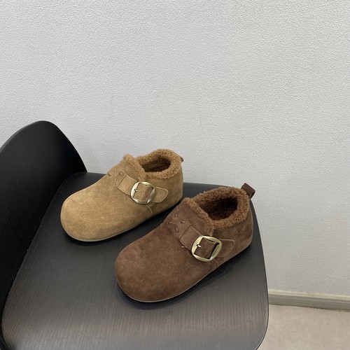 时尚百搭皮带扣真皮羊毛勃肯鞋