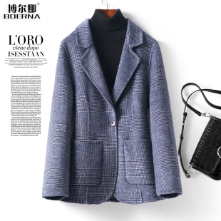 气质双面绒2026春新款 西服领一粒扣修身 羊毛呢大衣 外套女短款 西装