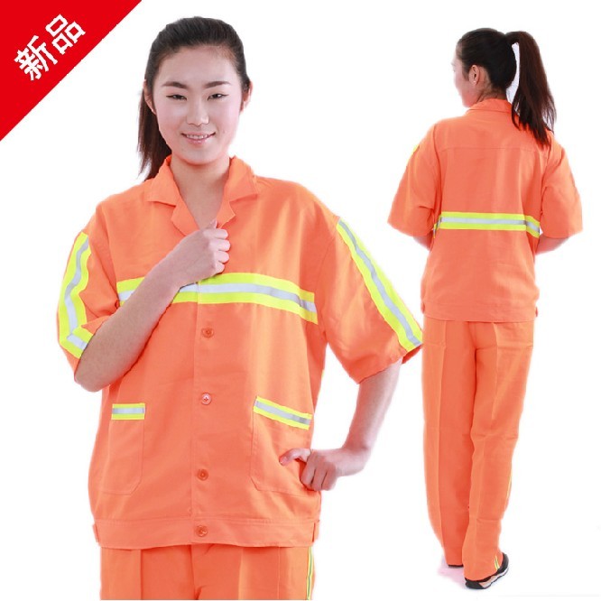 男女短袖环卫工作服套装  反光服 施工安全服劳保保洁服 反光马甲