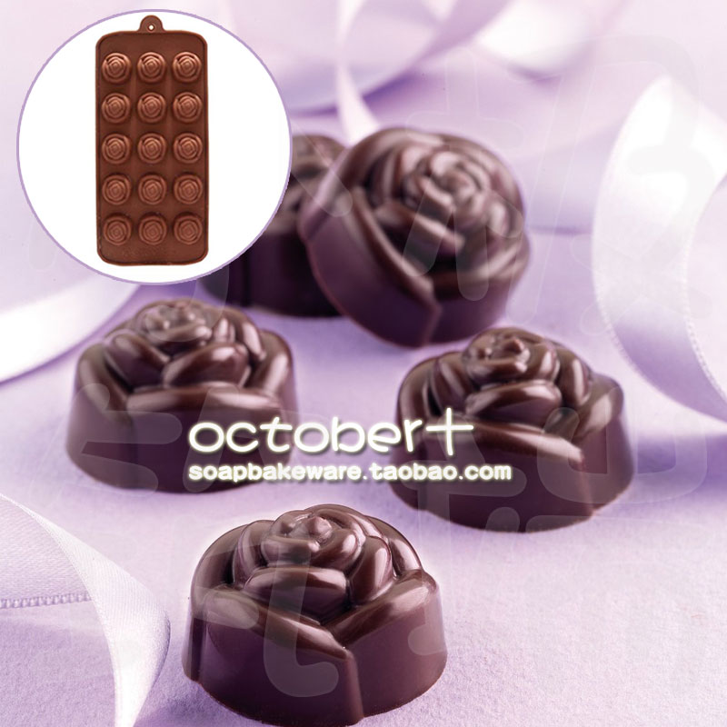 Silicone Rose Pattern Chocolate Muffin Mold Tray玫瑰巧克力模