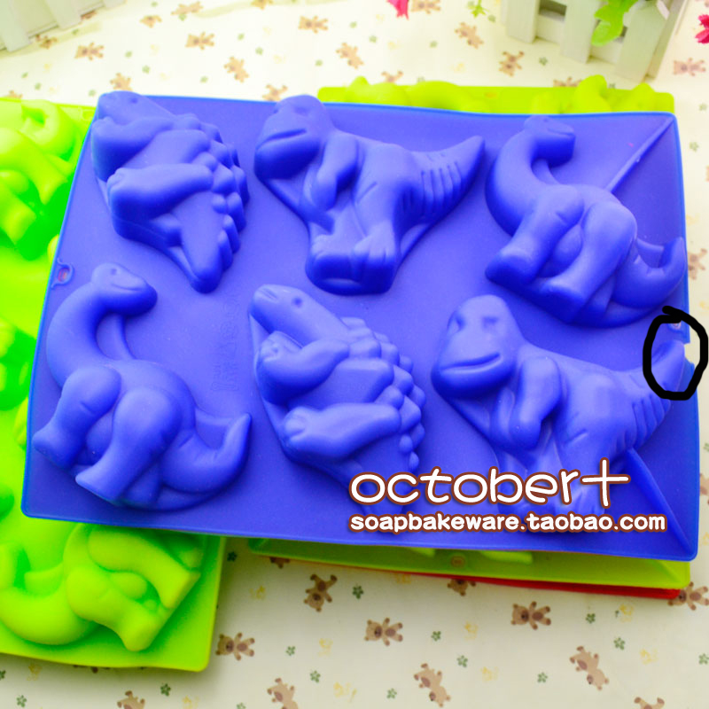 TOLOVE觅爱馆新手烘焙试用6连恐龙烘焙蛋糕模手工皂器具微瑕次品