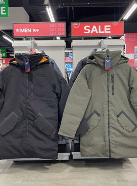 Reebok锐步男子厚款抗寒保暖防风雨长款连帽羽绒服 FT0680 FU1696